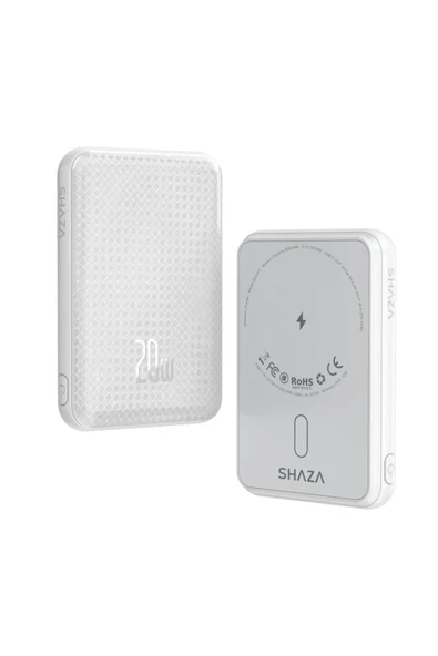 shaza 5000 Mah 20w Megsafe Hızlı Şarj Powerbank Beyaz