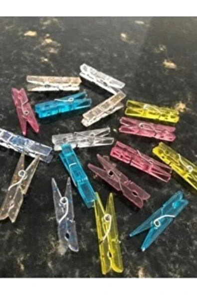 Karışık Renkli Küçük Şeffaf Mandal 15 Adet - 2