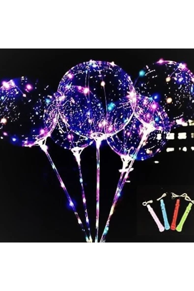3 Pilli 3 Fonksiyonlu Saplı Şeffaf Işıklı Balon Çubuklu Set - 2