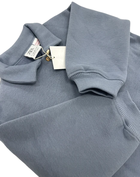 ZARA Çocuk Kışlık Mavi Sweatshirt %98 Pamuk,%2 Elestan - 2