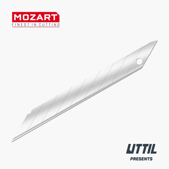 UTTIL Mozart Blades 93.040 9mm 30 derece Hassas Kesim Kır-At Bıçak 10'lu Yedek