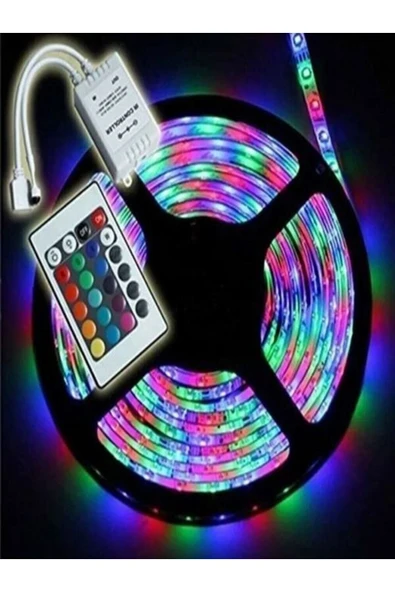 Led 5 Mt Şerit Animasyonlu Tak Çalıştır Kumandalı Trafolu Rgb Şerit Işık Aydınlatma 5 Metre