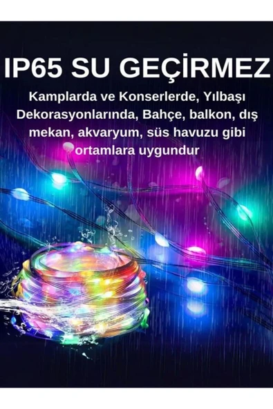 10 Metre Rgb Ses Kontrollü Kumandalı Telefon Kontrollü Kayar Magic Led Müzik Rgb Şerit Su Geçirmez