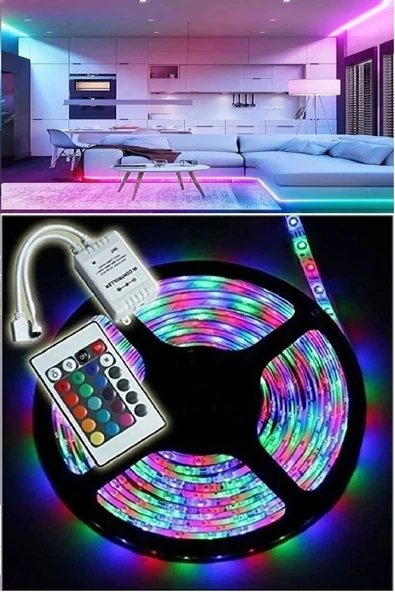 5 Metre Animasyonlu Tak Çalıştır Kumandalı Parti Şerit Led RGB