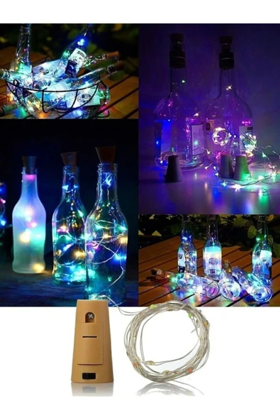 Şişe Mantarı Şeklinde Dekoratif Tıpa Led 1 Metre Rgb Renk - Resim 2