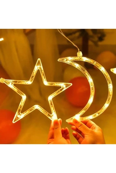 Ay Yıldız Perde Led 8 Fonksiyonlu Saçaklı Perde Led - 2