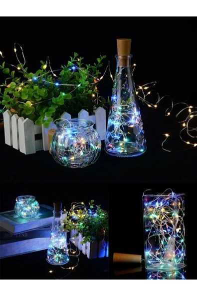 Şişe Mantarı Şeklinde Dekoratif Tıpa Led 1 Metre Rgb Renk - Resim 3