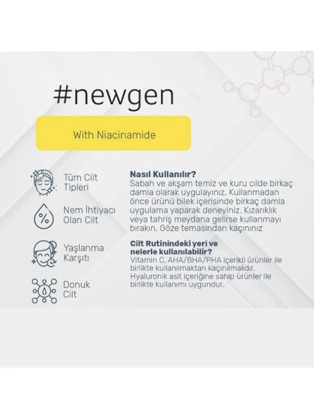Newgen Peptit, Kırışıklık Azaltıcı Ve Antioksidan 30ml, Niacinamide Gözenek Sıkılaştırıcı Serum 30ml - 5