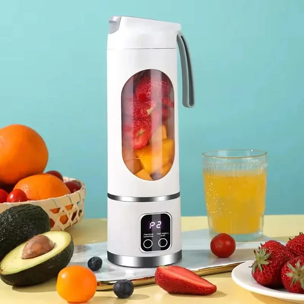 Ayt Powermaster Pm-25964 Taşınabilir Dijital Ekranlı Meyve Sıkacağı Şarjlı Blender Kamp Sporcu Meyve Sıkıcı - Resim 2
