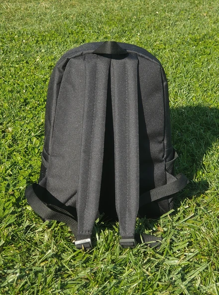 Seyahat Yolculuk Temalı Baskılı Siyah Sırt Çantası Unisex - 3
