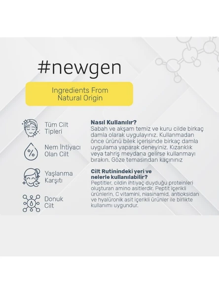 Newgen Peptit, Kırışıklık Azaltıcı Ve Antioksidan 30ml, Niacinamide Gözenek Sıkılaştırıcı Serum 30ml - 4