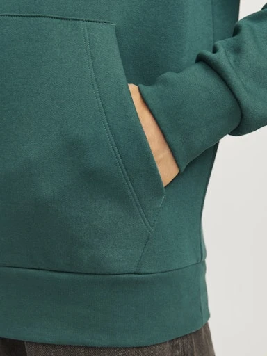 Jack Jones Erkek  Regular Fit Kanguru Cepli Yumuşak Dokulu Yeşil Kapüşonlu Sweatshirt  12216335Y - Resim 4