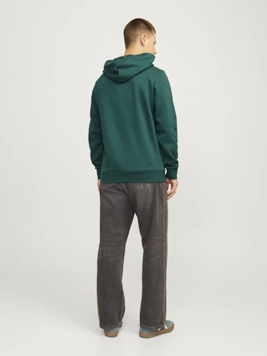Jack Jones Erkek  Regular Fit Kanguru Cepli Yumuşak Dokulu Yeşil Kapüşonlu Sweatshirt  12216335Y - Resim 5