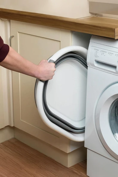Katlanabilir Silikon Çamaşır Sepeti & Akordiyon Katlanır Sepet 27 Lt - 3
