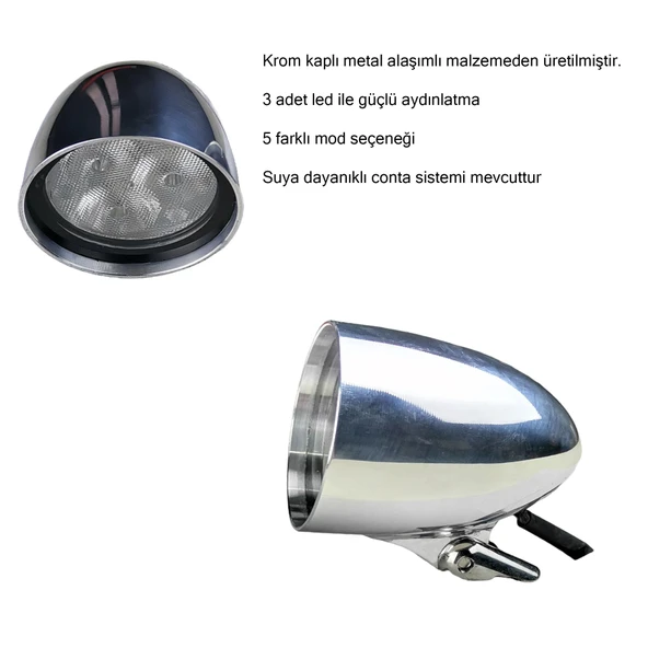 MST KROM METAL MOTOSİKLET SİS FARI - 1