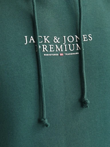 Jack Jones Erkek  Regular Fit Kanguru Cepli Yumuşak Dokulu Yeşil Kapüşonlu Sweatshirt  12216335Y - Resim 6