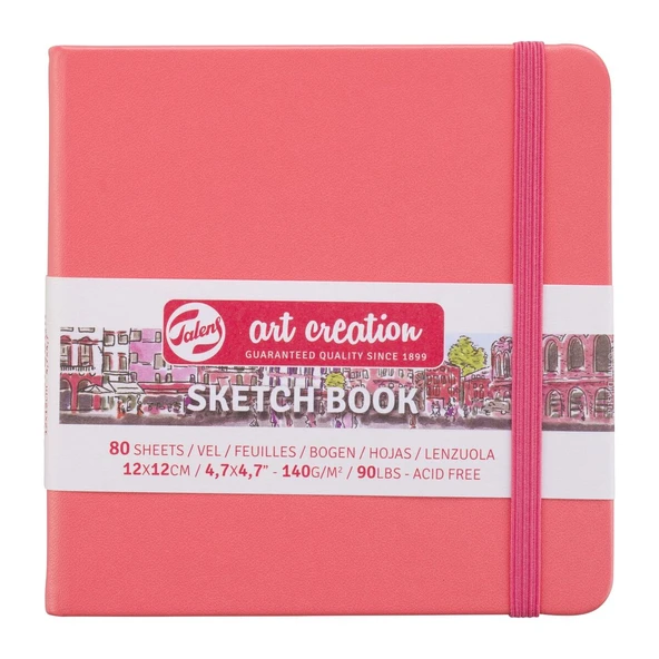 Talens Art Creation Sketch Book 12x12cm 140gr 80yp Sert Kapak Eskiz Defteri Somon/ RT9314314M