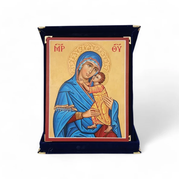 Mavi Madonna İkona Kadife Kutu ürün görseli