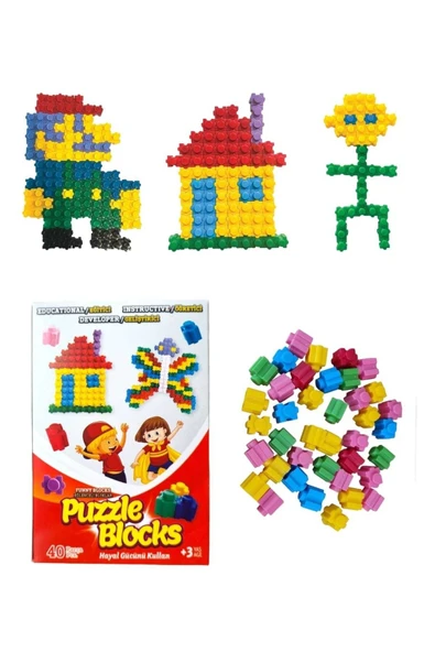 Puzzle Funny Blocks 40 Parça Yapı Blokları Lego