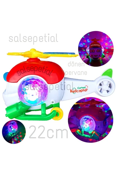 Sesli Işıklı Hareketli Helikopter Oyuncak Dönen Pervane Eğitici Oyuncak - 4