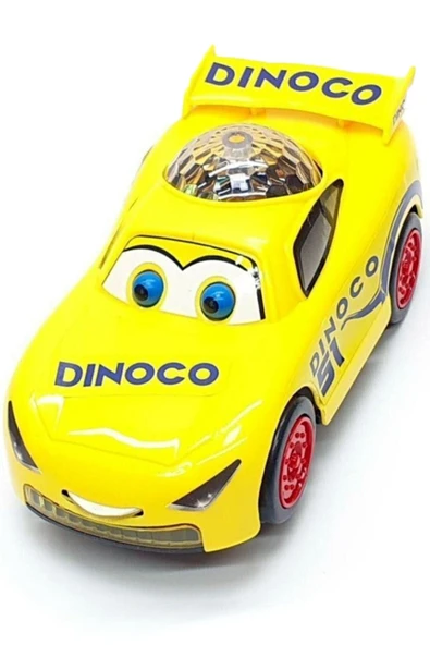 Şimşek Mcqueen Işıklı Otomatik Giden Sarı Renk Dil Çıkaran 3d Işıklı Pilli Oyuncak Araba