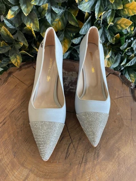 Pierre Cardin Önü ve Topuğu Taşlı Gri Stiletto 52610 - 2