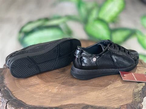 Pierre Cardin Bağcıklı Siyah Rugan Sneaker Ayakkabı 52245 - Resim 3