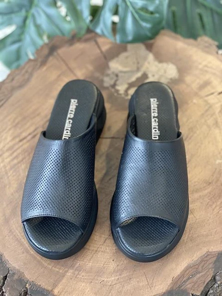 Pierre Cardin Yüksek Taban Siyah Terlik PC7172 - 5