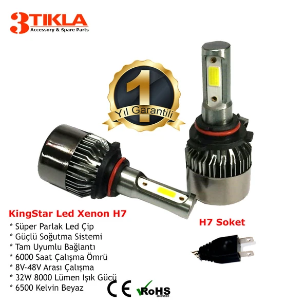 BMW 3 serisi E46-E90 2000-2011 H7 Kısa Far Beyaz Led Xenon 8000 Lümen - 2