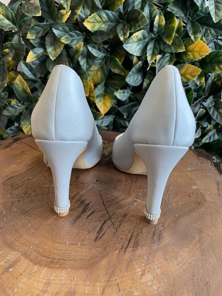 Pierre Cardin Önü ve Topuğu Taşlı Gri Stiletto 52610 - 3