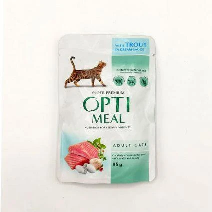 Optimeal Alabalıklı Krema Soslu Yetişkin Kedi Yaş Maması 85 Gr