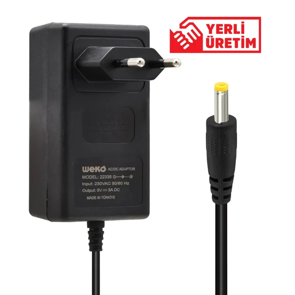 WEKO 5 VOLT - 3 AMPER 2.5*0.7 UÇLU YERLİ ÜRETİM PRİZ TİPİ ADAPTÖR