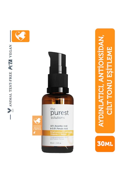 The Purest Solutions %10 Ascorbic Acid & Ferulic Acid %0.5 Aydınlatıcı Vita-C Yüz Serumu 30 ml