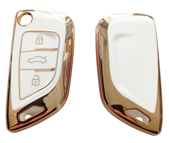 Bmw Tipli KD Keydiy NB29 Uyumlu Kumanda Anahtar Kılıfı Oto Anahtarlık Beyaz Gold - 4