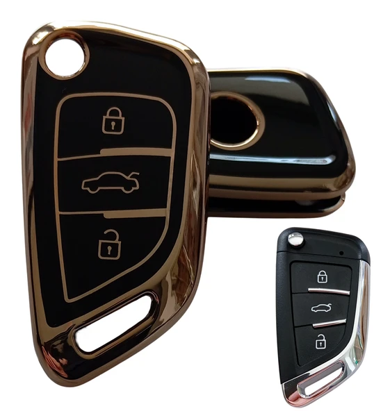 Bmw Tipli KD Keydiy NB29 Uyumlu Kumanda Anahtar Kılıfı Oto Anahtarlık Siyah Gold ürün görseli 1