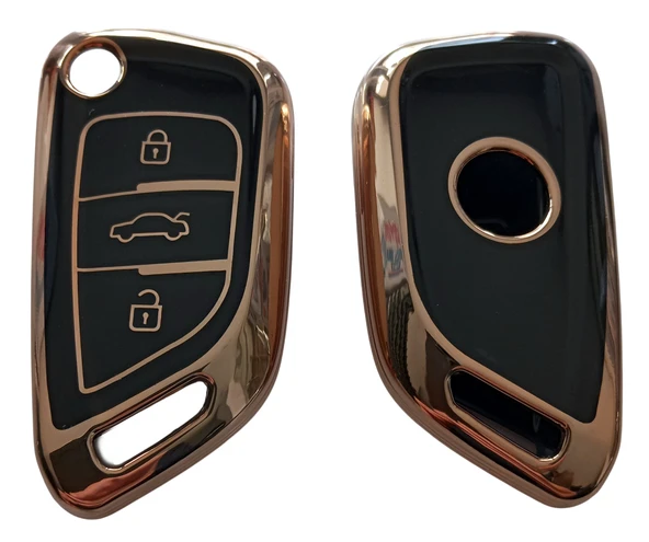 Bmw Tipli KD Keydiy NB29 Uyumlu Kumanda Anahtar Kılıfı Oto Anahtarlık Siyah Gold - Resim 4