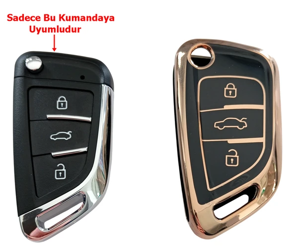 Bmw Tipli KD Keydiy NB29 Uyumlu Kumanda Anahtar Kılıfı Oto Anahtarlık Siyah Gold - Resim 5