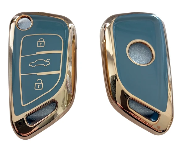 Bmw Tipli KD Keydiy NB29 Uyumlu Kumanda Anahtar Kılıfı Oto Anahtarlık Gri Gold - Resim 2