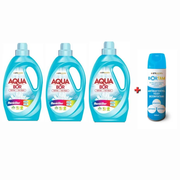 DOĞAL MİNERALLİ  RENKLİLER İÇİN SIVI ÇAMAŞIR DETERJANI SIVI 3*2.15L 99 YIKAMA+ DEZENFEKTAN