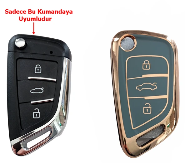 Bmw Tipli KD Keydiy NB29 Uyumlu Kumanda Anahtar Kılıfı Oto Anahtarlık Gri Gold - Resim 3