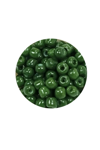 Dökme Cam Kum Boncuk Büyük Boy (6/0) 4 mm - 60 Gram - Koyu Yeşil - BNC112 - Resim 2