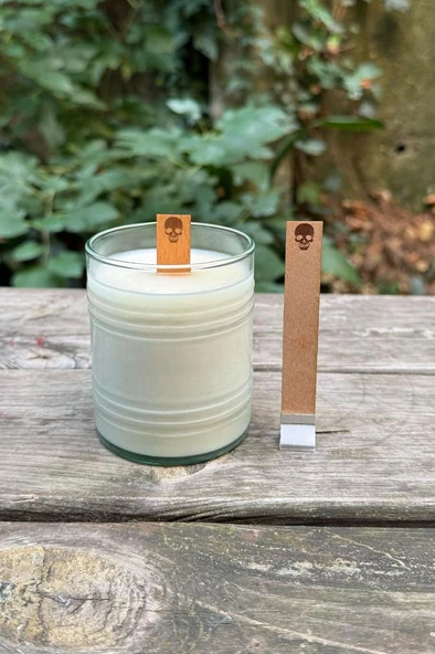 Ahşap Düz Model 15mm en x 100mm boy x 0,5mm kalınlık HALLOWEN TEMALI DESEN Mum Fitili + Sehpa (12 Adet) - Resim 3