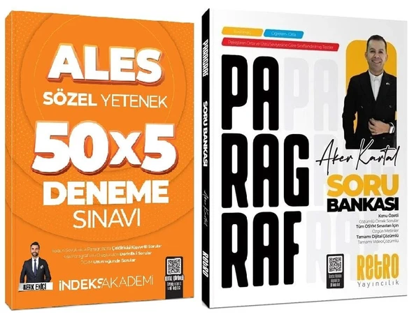 Retro + İndeks 2025 ALES Paragraf Soru Bankası + Sözel Yetenek 5 Deneme 2 li Set - Aker Kartal Retro + İndeks Akademi Yayıncılık - Resim 1