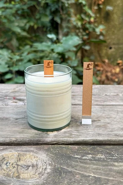 Ahşap Düz Model 15mm en x 100mm boy x 0,5mm kalınlık HALLOWEN TEMALI DESEN Mum Fitili + Sehpa (12 Adet) - Resim 7