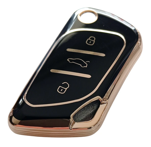 Cadillac Tipli KD Keydiy NB30 Uyumlu Kumanda Anahtar Kılıfı Oto Anahtarlık Siyah Gold - 2
