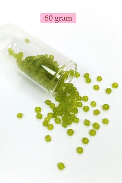 Dökme Cam Kum Boncuk Büyük Boy (6/0) 4 mm - 60 Gram - Şeffaf Mat Yeşil - BNC128 ürün görseli 1