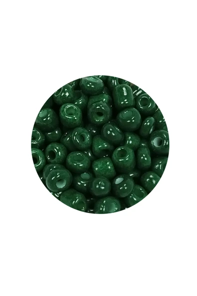 Dökme Cam Kum Boncuk Büyük Boy (6/0) 4 mm - 20 Gram - Koyu Yeşil - BNC104 - Resim 2