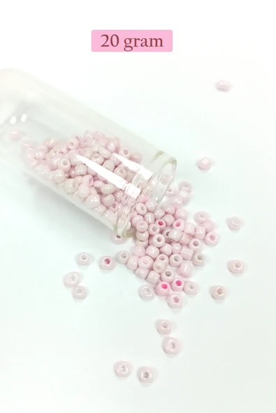 Dökme Cam Kum Boncuk Büyük Boy (6/0) 4 mm - 20 Gram - Toz Pembe - BNC077 ürün görseli 1