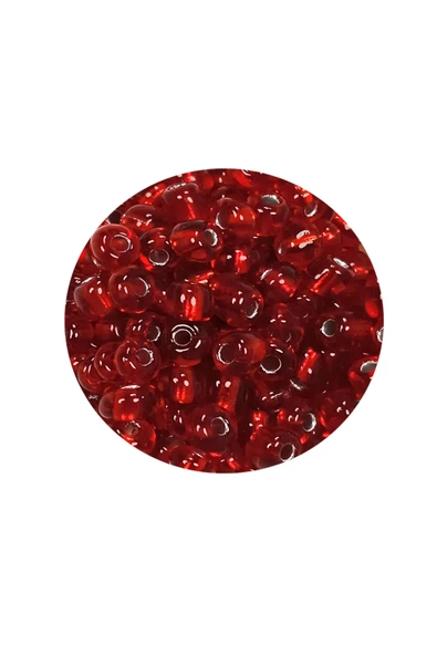 Dökme Cam Kum Boncuk Büyük Boy (6/0) 4 mm - 20 Gram - Şeffaf Kırmızı - BNC079 - Resim 2