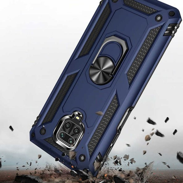 Xiaomi Redmi Note 9S Kılıf Zore Vega Yüzüklü Standlı Zırh Kılıf - 8